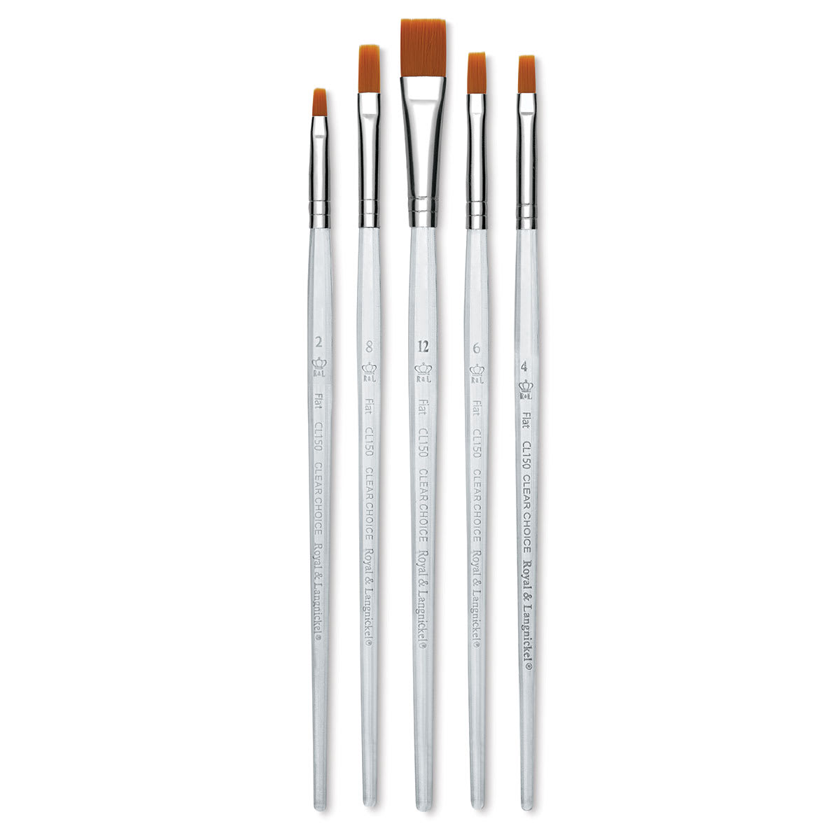 Royal Langnickel Clear Choice Brush Set - Golden Taklon, Flat, Set of 60, Short Handle