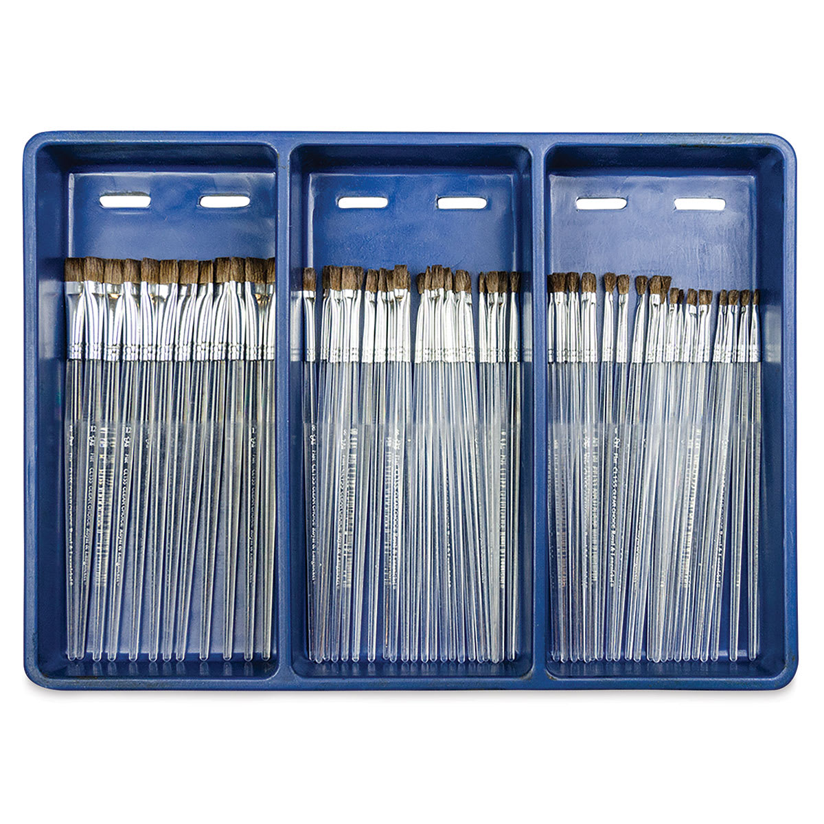 Royal Langnickel Clear Choice Brush Set - Soft Natural Hair, Flat, Set of 60, Short Handle (in tray)