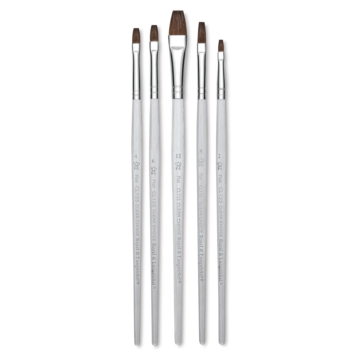 Royal Langnickel Clear Choice Brush Set - Soft Natural Hair, Flat, Set of 60, Short Handle (full handle)