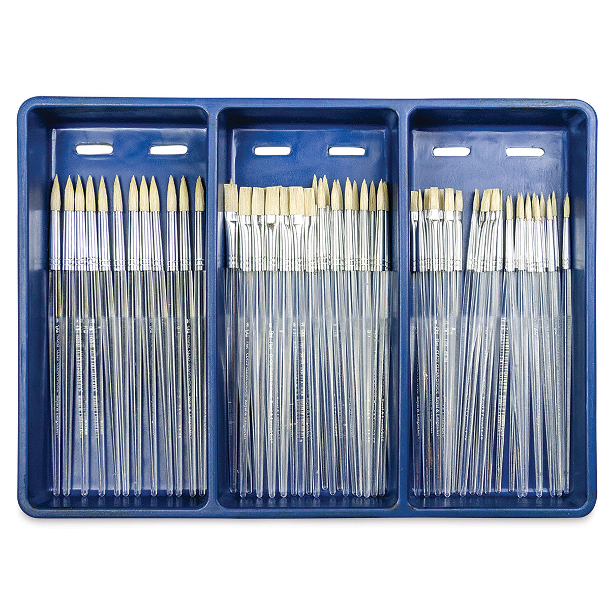 Royal Langnickel Clear Choice Brush Set - White Bristle, Round/Flat, Set of 60, Short Handle (in a tray) Royal Langnickel Clear Choice Brush Set - White Bristle, Round/Flat, Set of 60, Short Handle (in a tray)