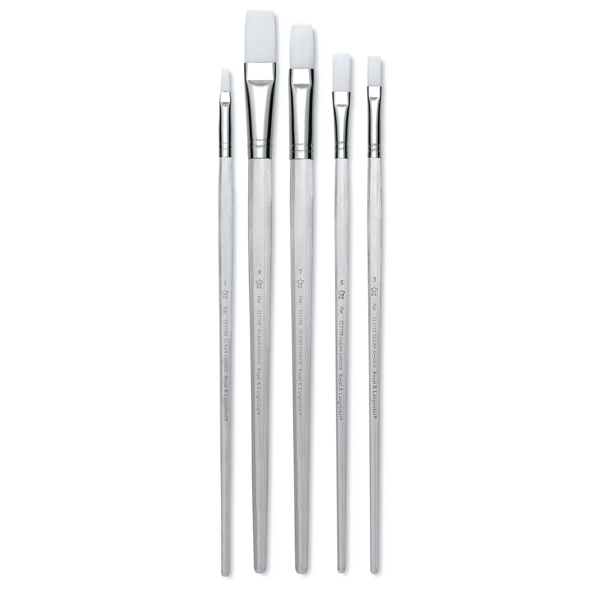 Royal Langnickel Clear Choice Brush Set - White Taklon, Flat Set 
