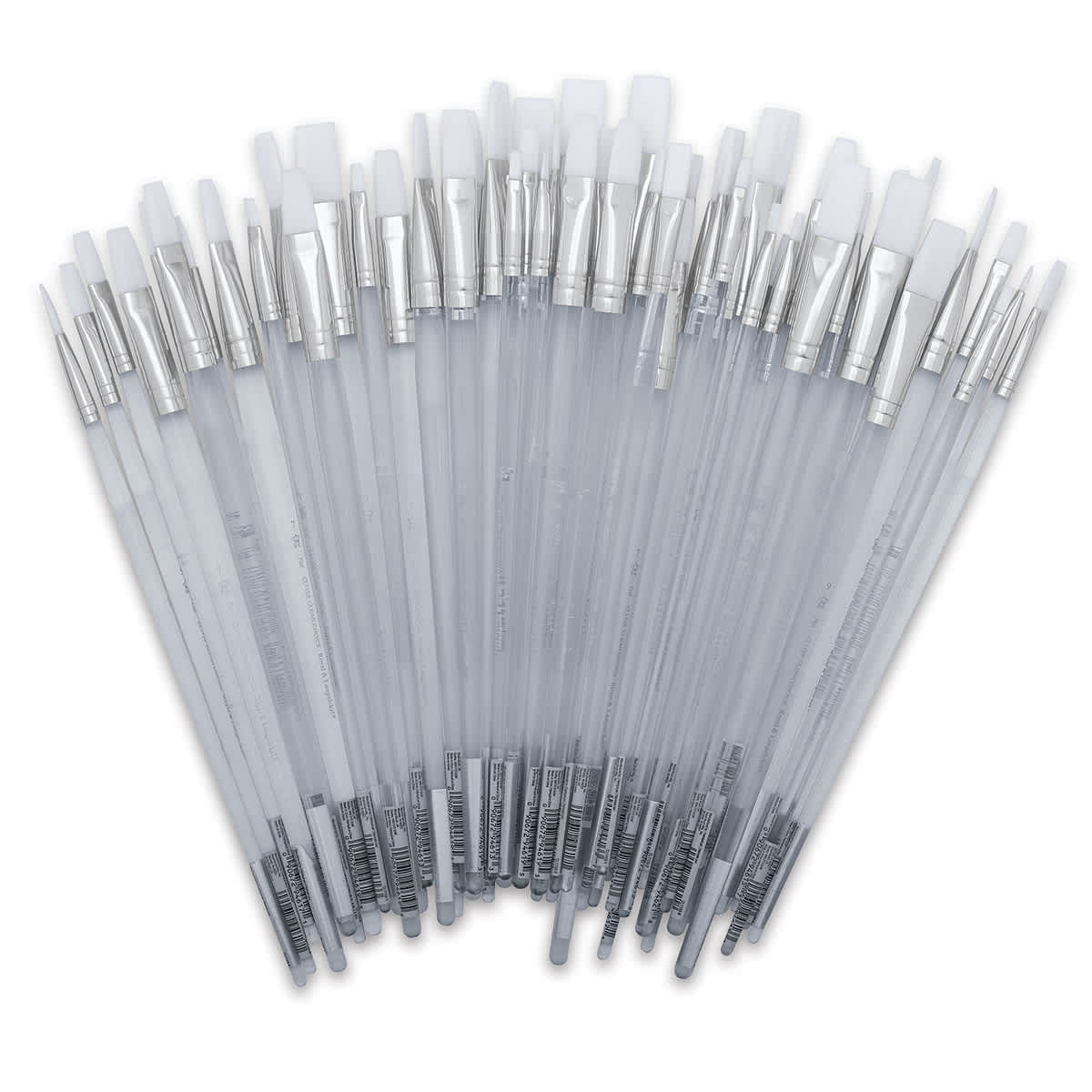 Royal Langnickel Clear Choice Brush Set - White Taklon, Flat, Set of 60, Long Handle (out of tray) Royal Langnickel Clear Choice Brush Set - White Taklon, Flat, Set of 60, Long Handle (out of tray)
