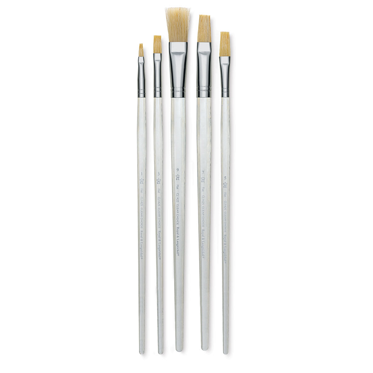 Royal Langnickel Clear Choice Brush Set - White Bristle, Flat, Set of 60, Long Handle (brushes included in set)
