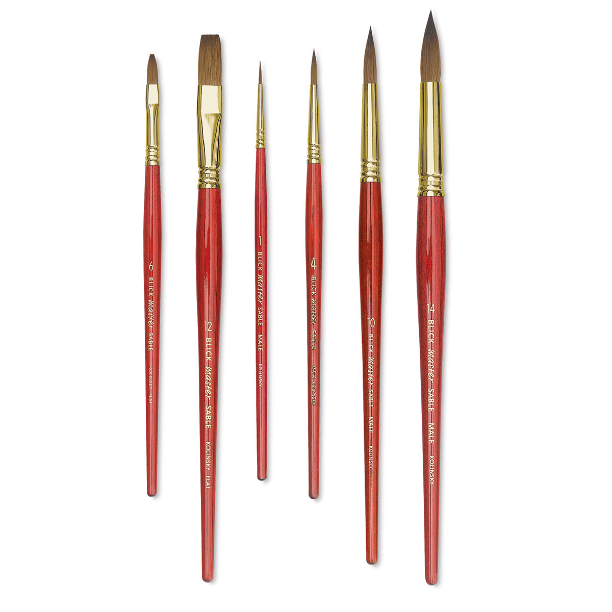 Blick Master Kolinsky Sable Brushes - Set of 6, Short Handle Blick Master Kolinsky Sable Brushes - Set of 6, Short Handle