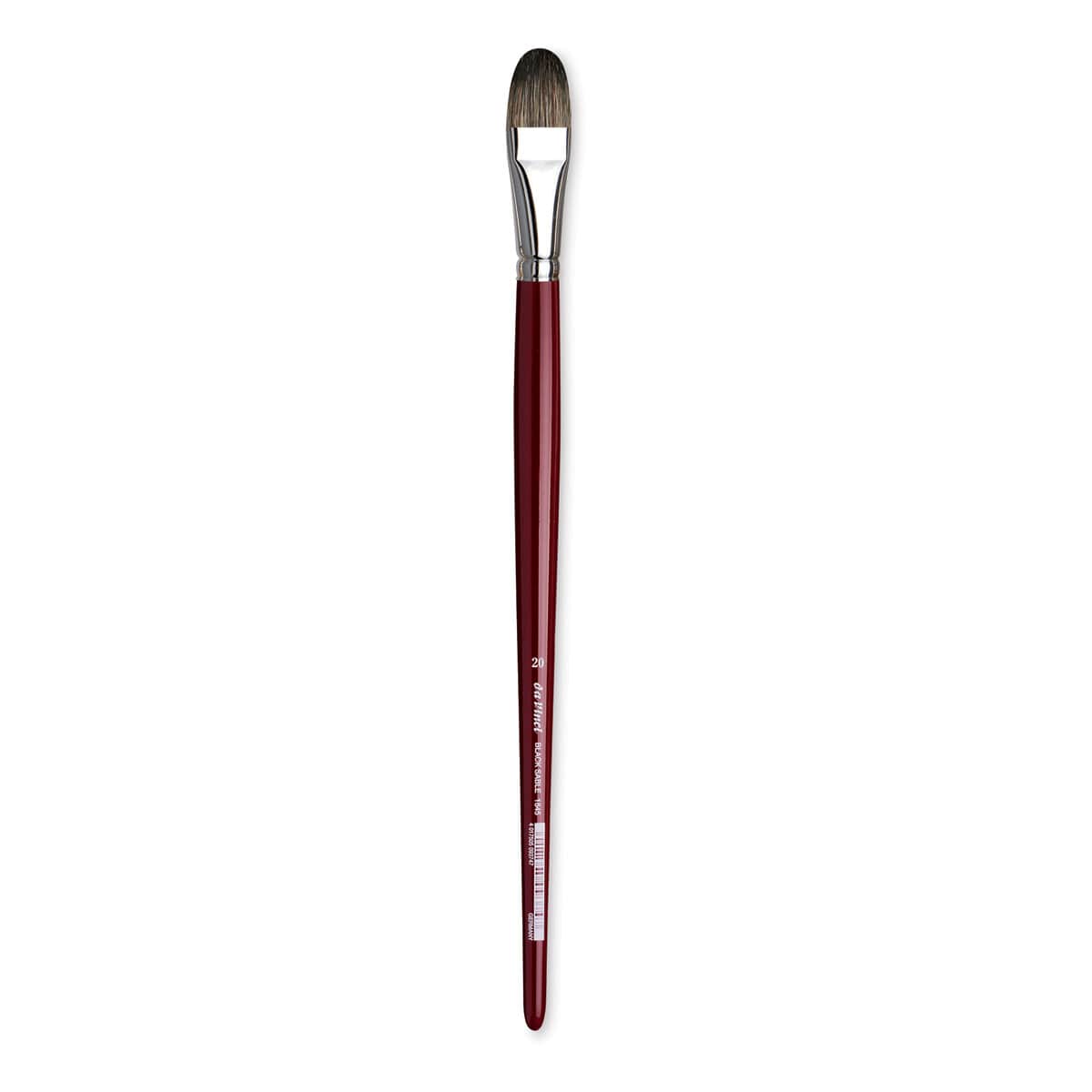 Da Vinci Black Sable Brush - Regular Filbert, Long Handle, Size 20