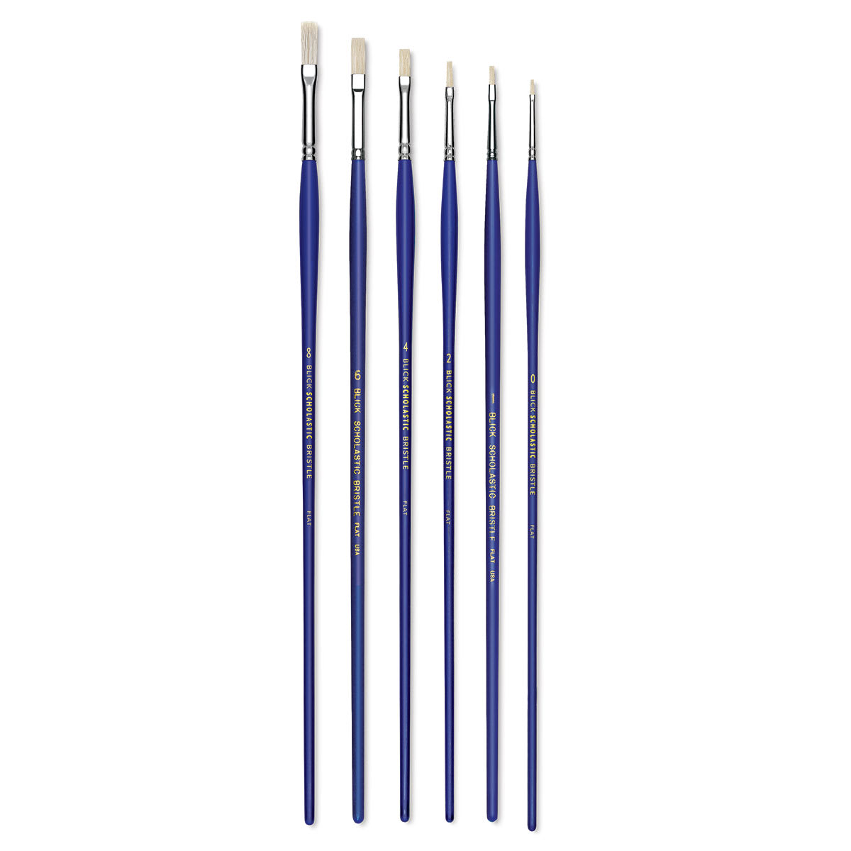 Blick Scholastic White Bristle Brush Set - Flat, Set of 6