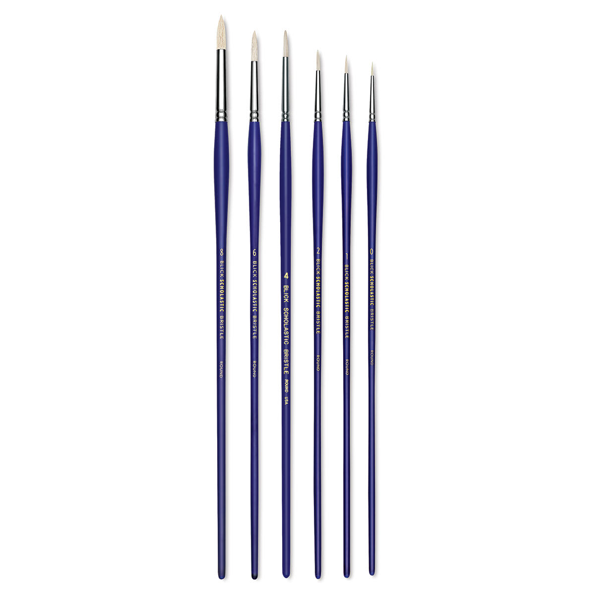 Blick Scholastic White Bristle Brush Set - Round, Set of 6