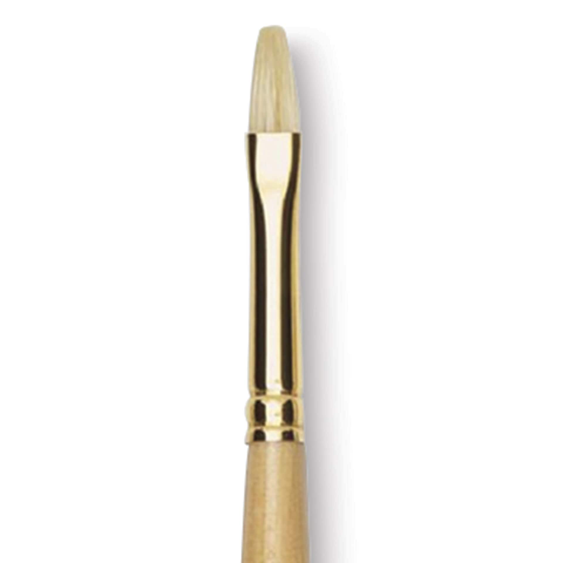 Raphaël D'Artigny Interlocked White Bristle Brush - Flat, Long Handle, Size 2