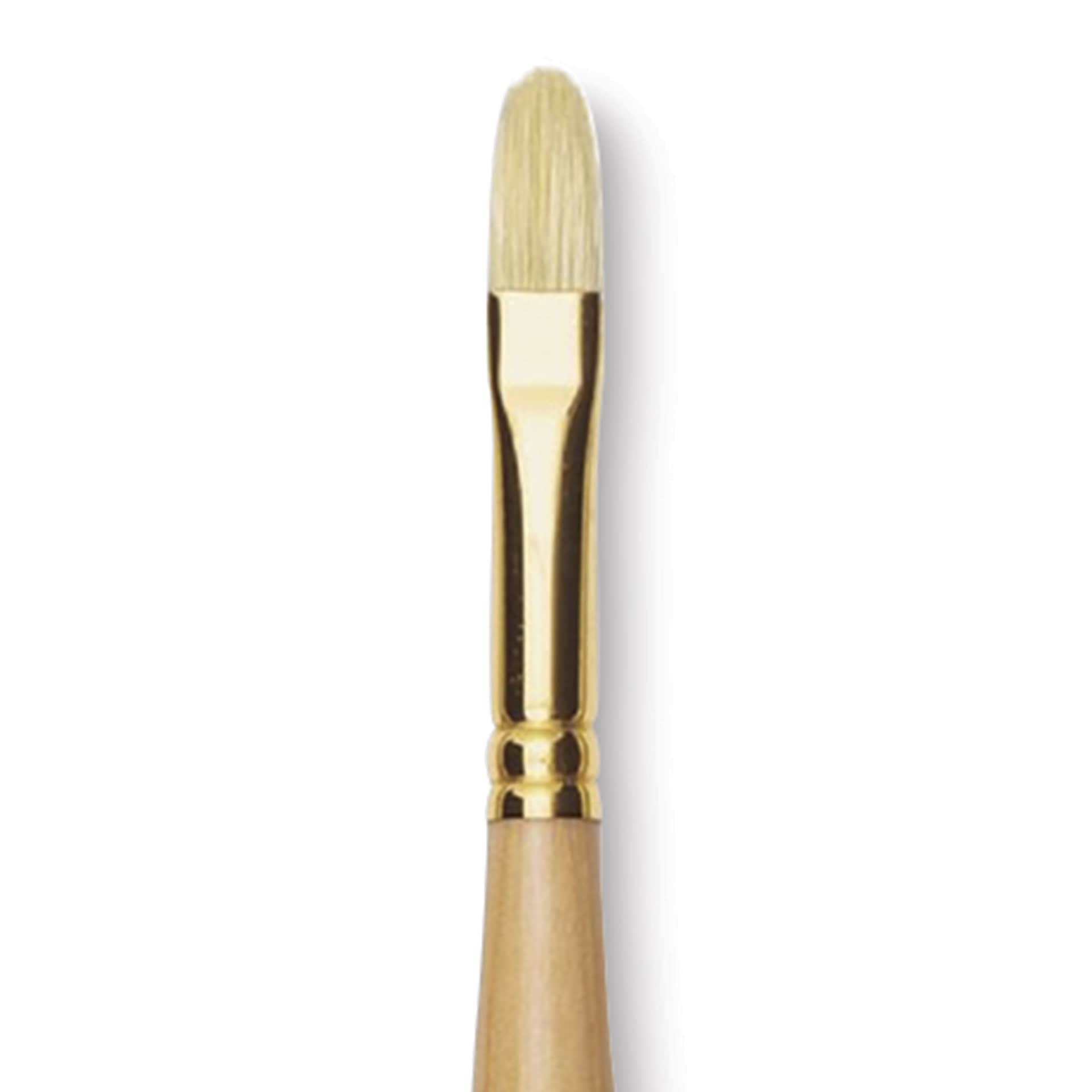 Raphaël D'Artigny Interlocked White Bristle Brush - Filbert, Long Handle, Size 6