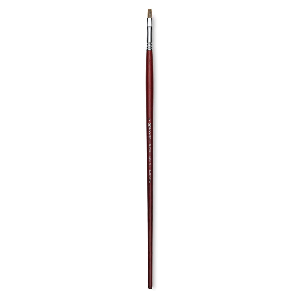 Escoda Bravo Light Ox Hair Brush - Bright, Long Handle, Size 6