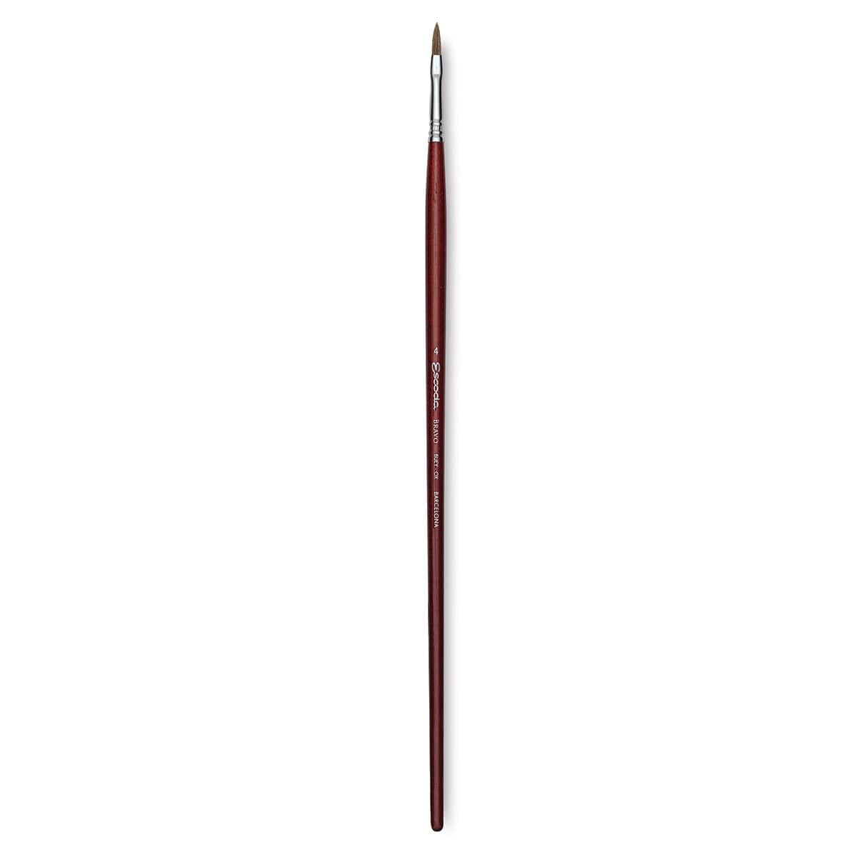 Escoda Bravo Light Ox Hair Brush - Long Filbert, Long Handle, Size 4