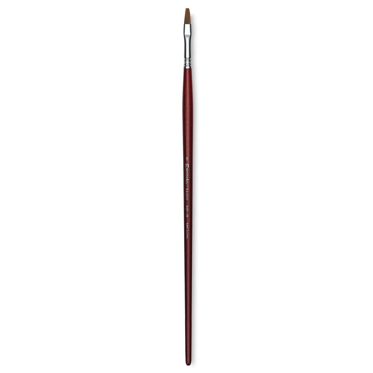 Escoda Bravo Light Ox Hair Brush - Flat, Long Handle, Size 8