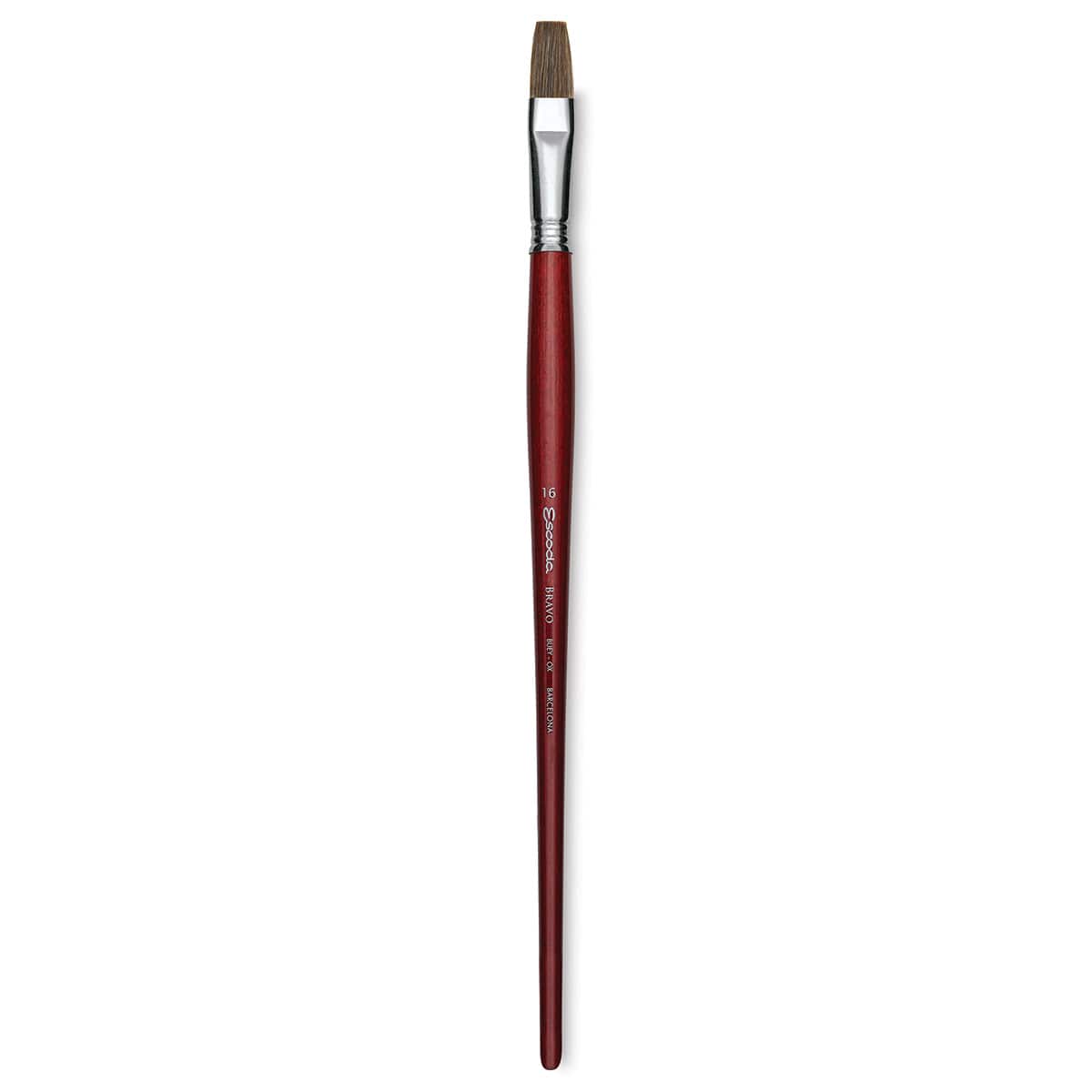 Escoda Bravo Light Ox Hair Brush - Flat, Long Handle, Size 16