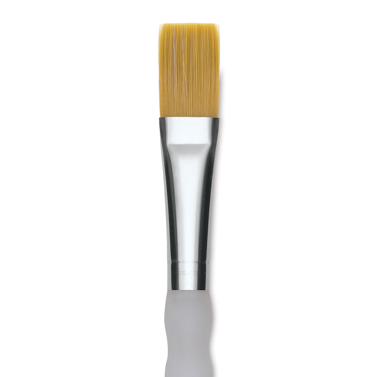 Royal & Langnickel Soft Grip Golden Taklon Brush - Flat, Long Handle, Size 10, close-up