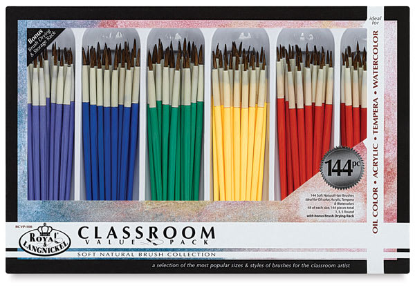 Royal Langnickel Natural Hair Classroom Value Packs - Front of package of 144 pc Rounds
