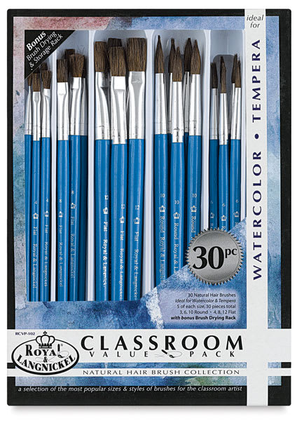 Royal Langnickel Natural Hair Classroom Value Packs - Front of package of Rounds and Flats Pack
