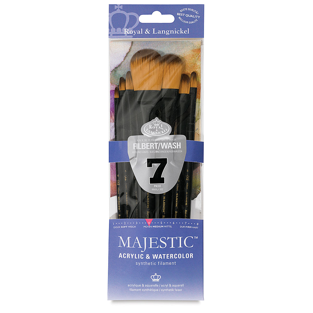 Royal Langnickel Majestic Brush Set - Filbert/Wash, Set of 7, front of the packaging