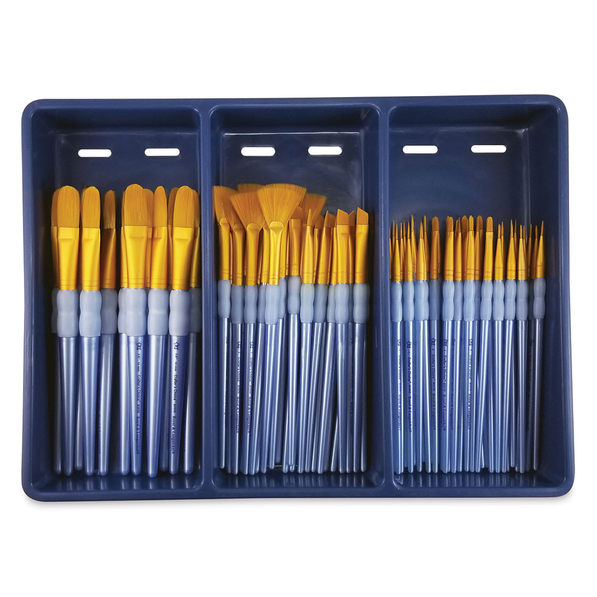Royal Langnickel Golden Taklon Brushes - Specialty Combo Set of 72 (Brushes in Tray)
