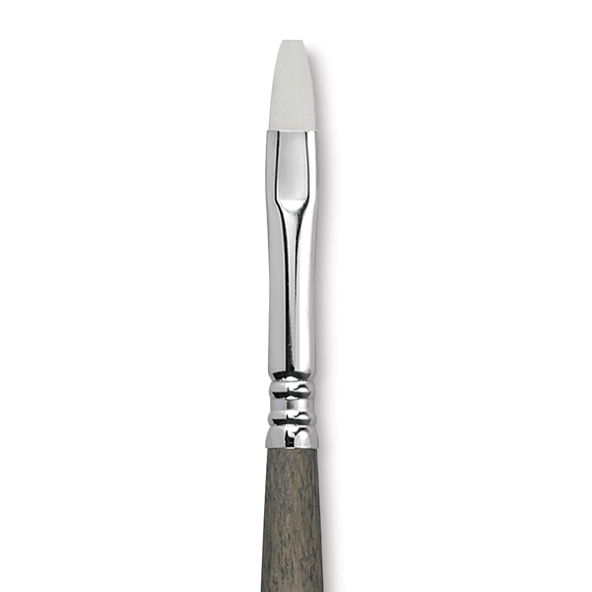 Escoda Perla Toray White Synthetic Brush - Bright, Short Handle, Size 8 (Close-up of brush)