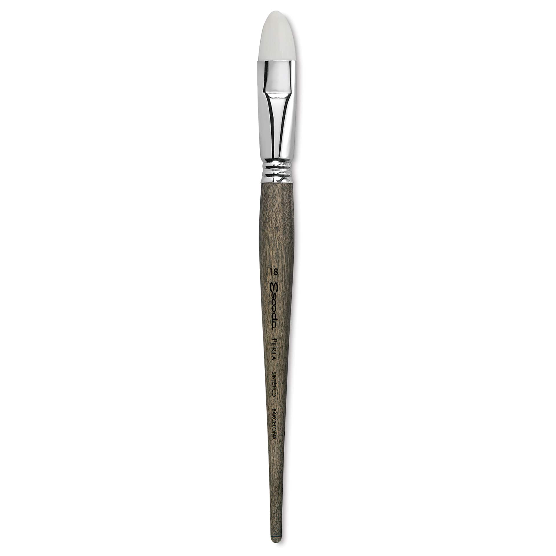 Escoda Perla Toray White Synthetic Brush - Bright, Short Handle, Size 18