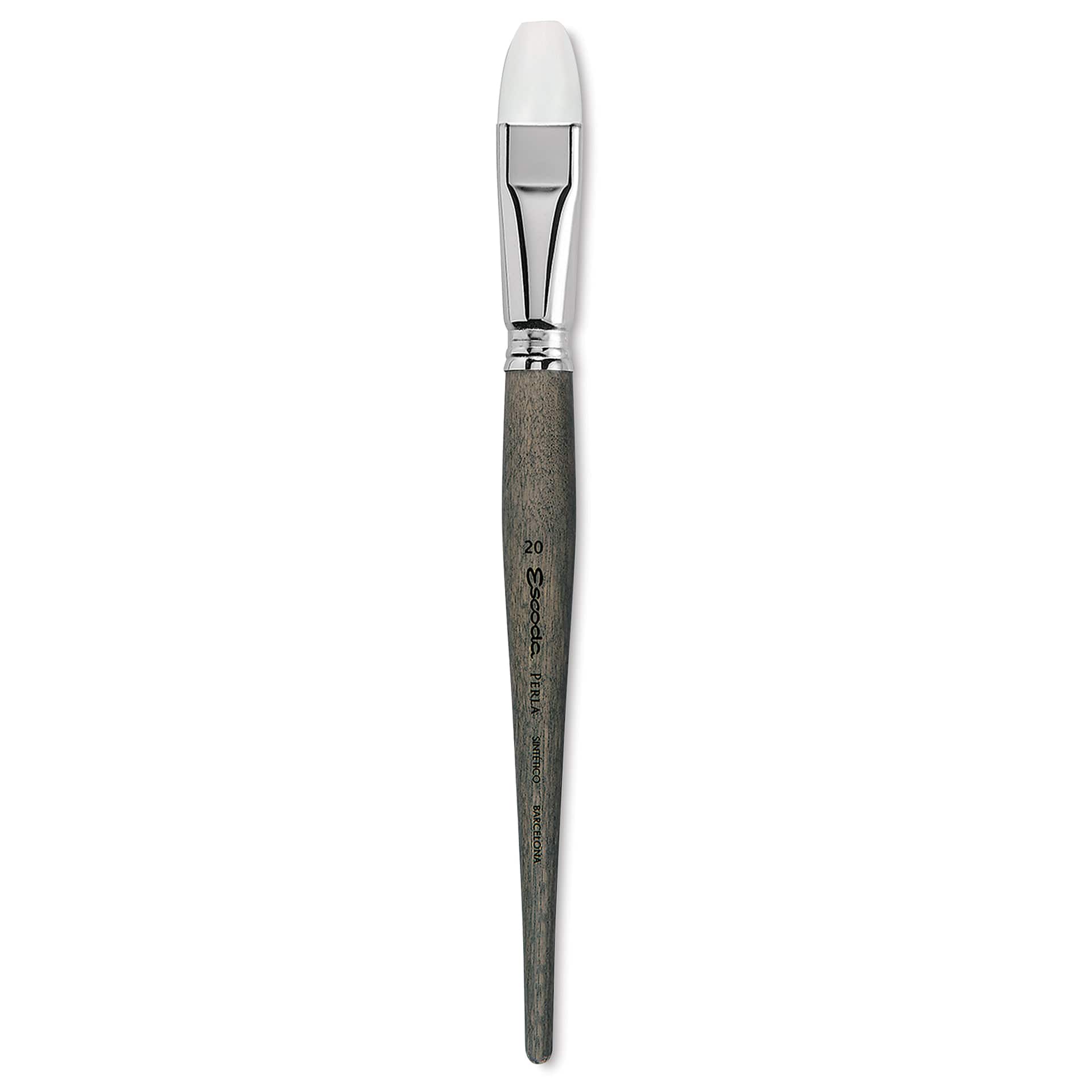 Escoda Perla Toray White Synthetic Brush - Bright, Short Handle, Size 20