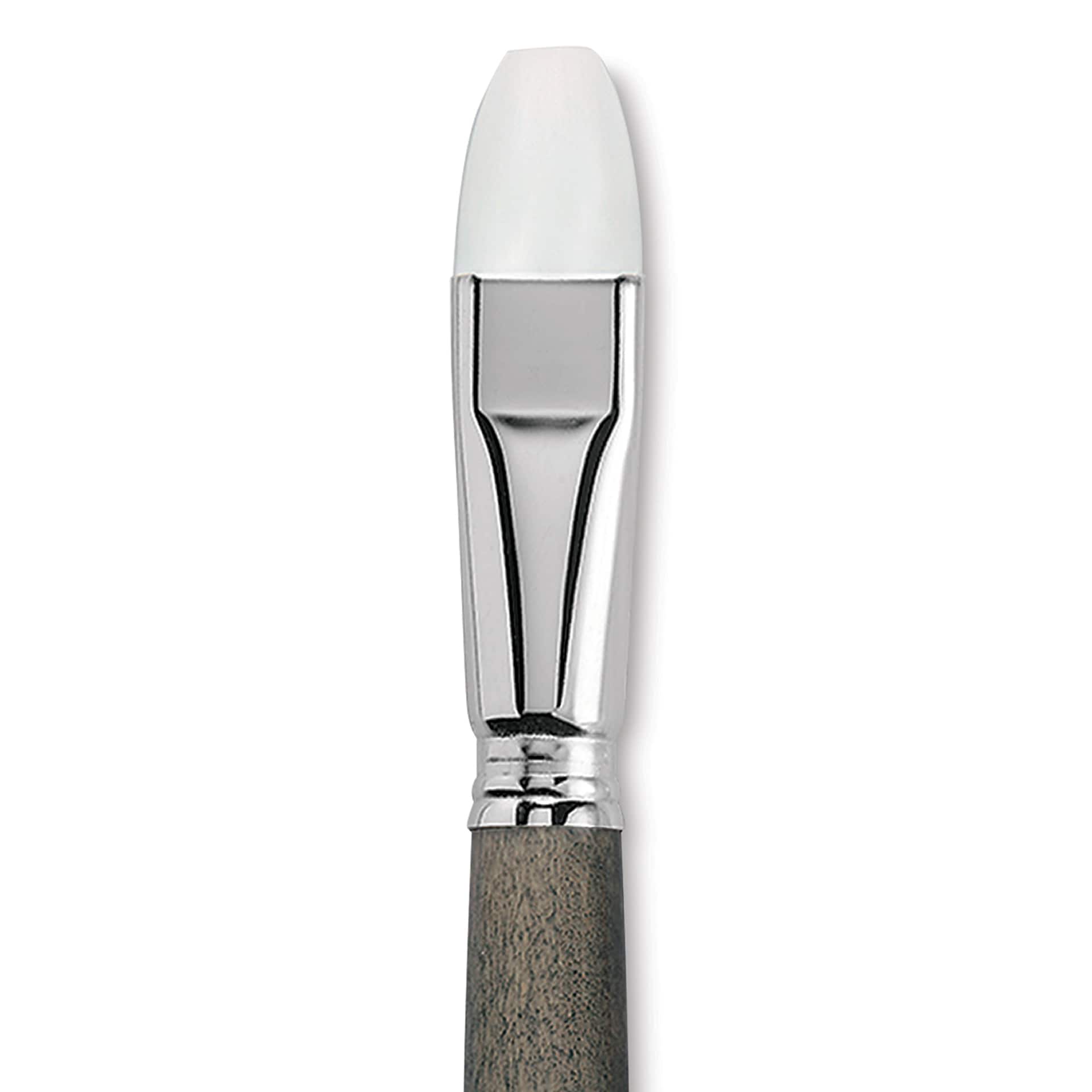 Escoda Perla Toray White Synthetic Brush - Bright, Short Handle, Size 20 (Close-up of brush)