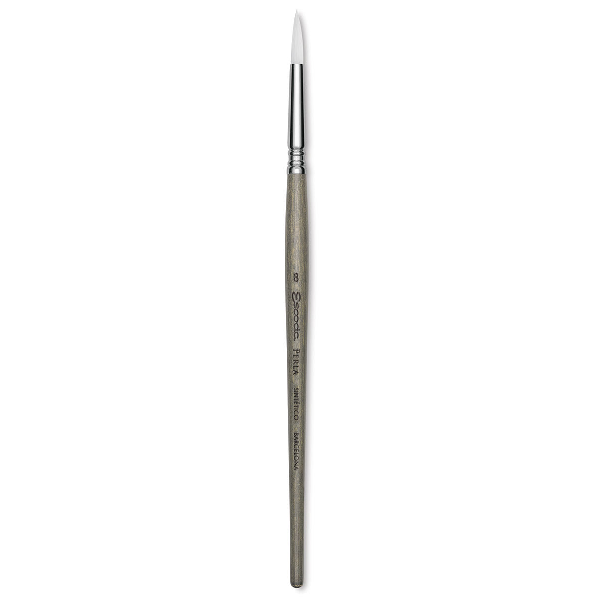 Escoda Perla Toray White Synthetic Brush - Round, Short Handle, Size 8