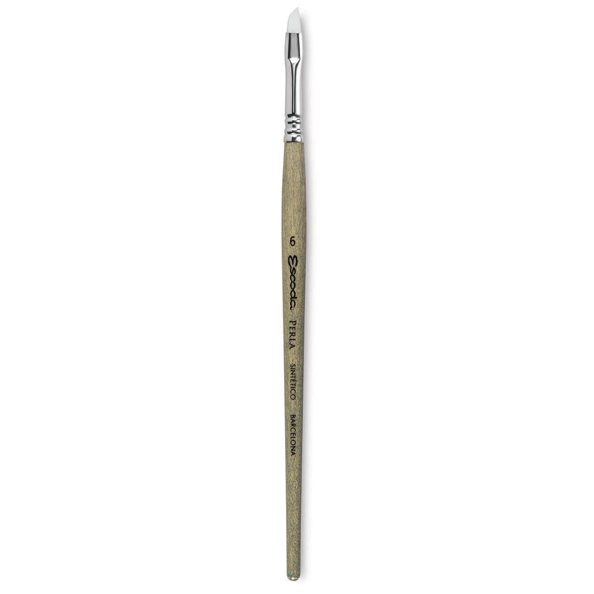 Escoda Perla Toray White Synthetic Brush - Angular, Short Handle, Size 6