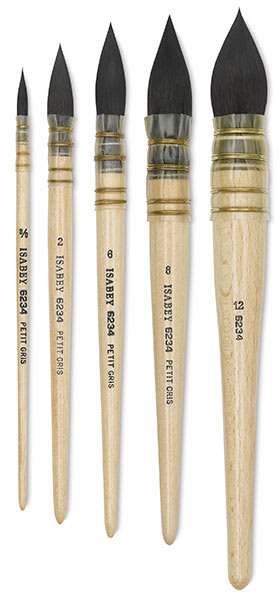 Isabey Original Siberian Blue Squirrel Quill Mop - assorted size brushes shown