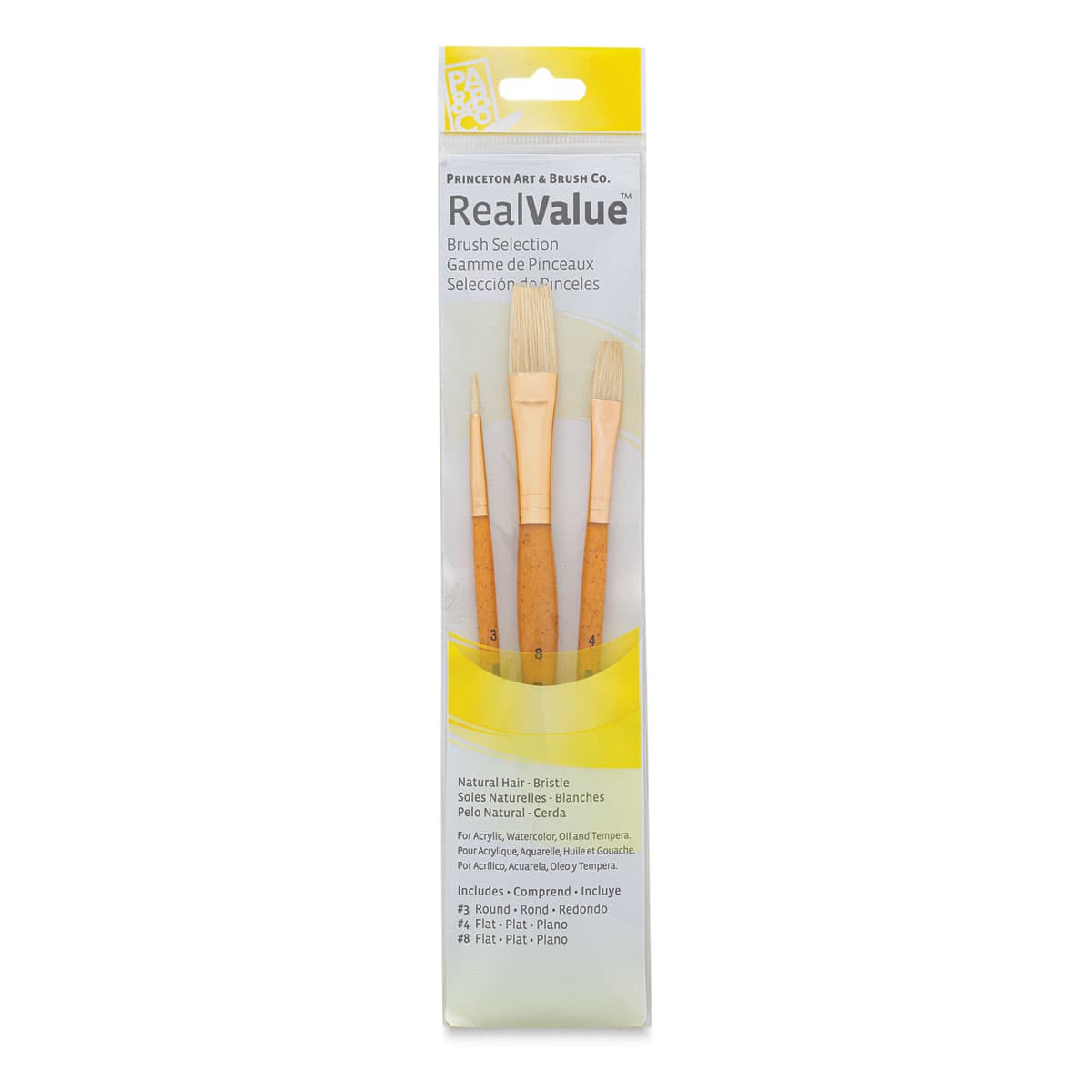 Princeton Real Value Brush Set - 9103, Bristle, Short Handle, Set of 3 front of package