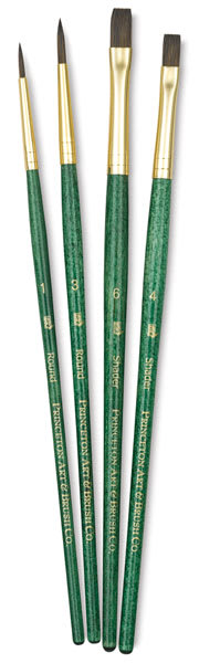 Princeton Real Value Synthetic Pony Brushes, set of 4, short handle. Includes Round 1 and 3, and Shader 4 and 6. Princeton Real Value Synthetic Pony Brushes, set of 4, short handle. Includes Round 1 and 3, and Shader 4 and 6.