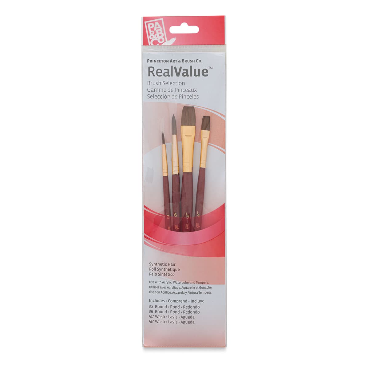 Princeton Real Value Brush Set - 9121, Synthetic Pony, Short Handle, Set of 4