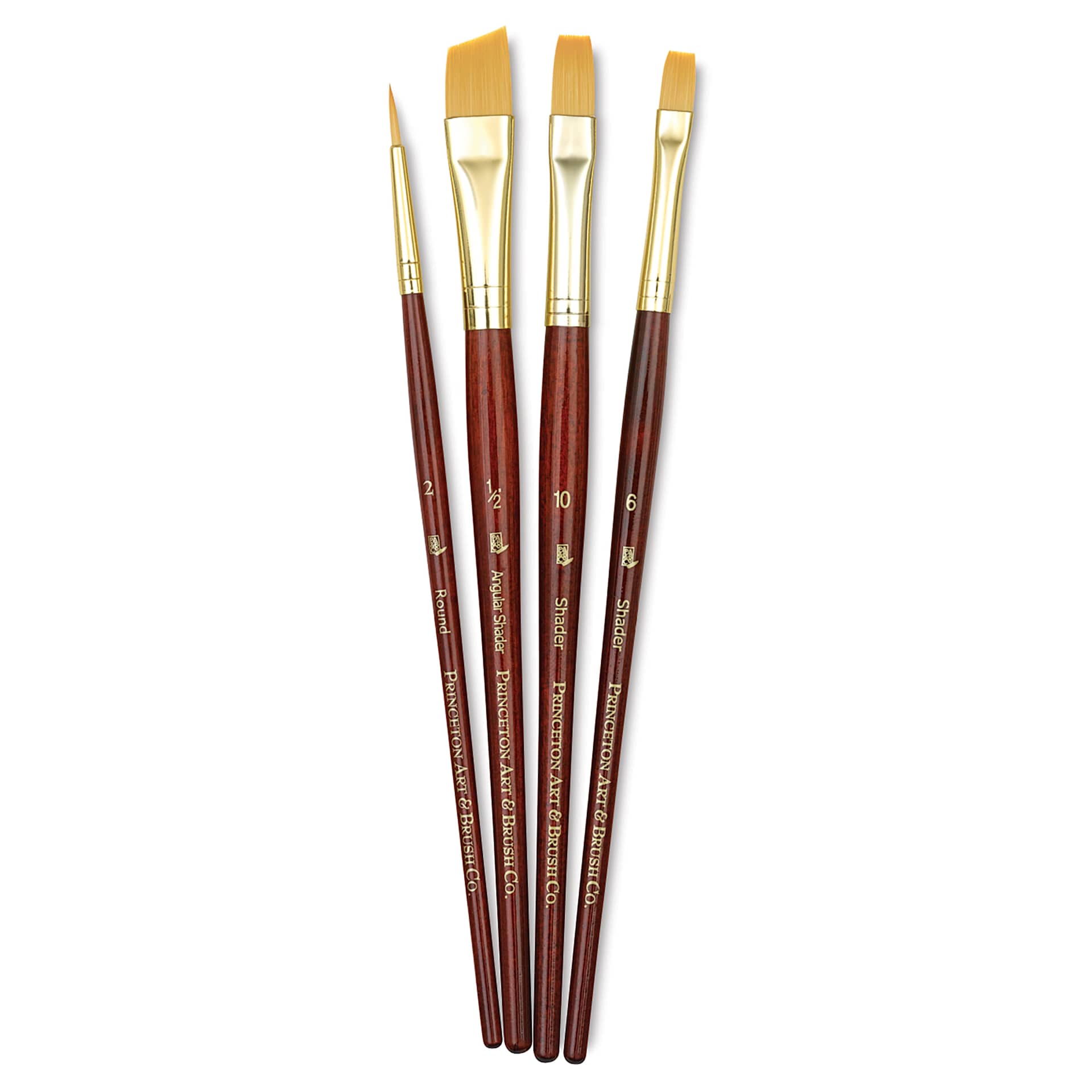 Princeton Real Value Brush Set - 9123, Golden Taklon, Short Handle, Set of 4