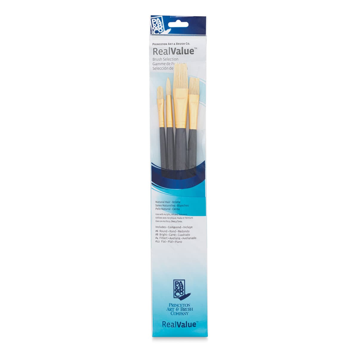 Princeton Real Value Brush Set - 9131, Bristle, Long Handle, Set of 4 front of package