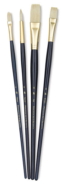 Princeton Real Value Brushes. Set of 4, long handle. Includes Round 6, Filbert 4, Bright 8, and Flat 12. Princeton Real Value Brushes. Set of 4, long handle. Includes Round 6, Filbert 4, Bright 8, and Flat 12.