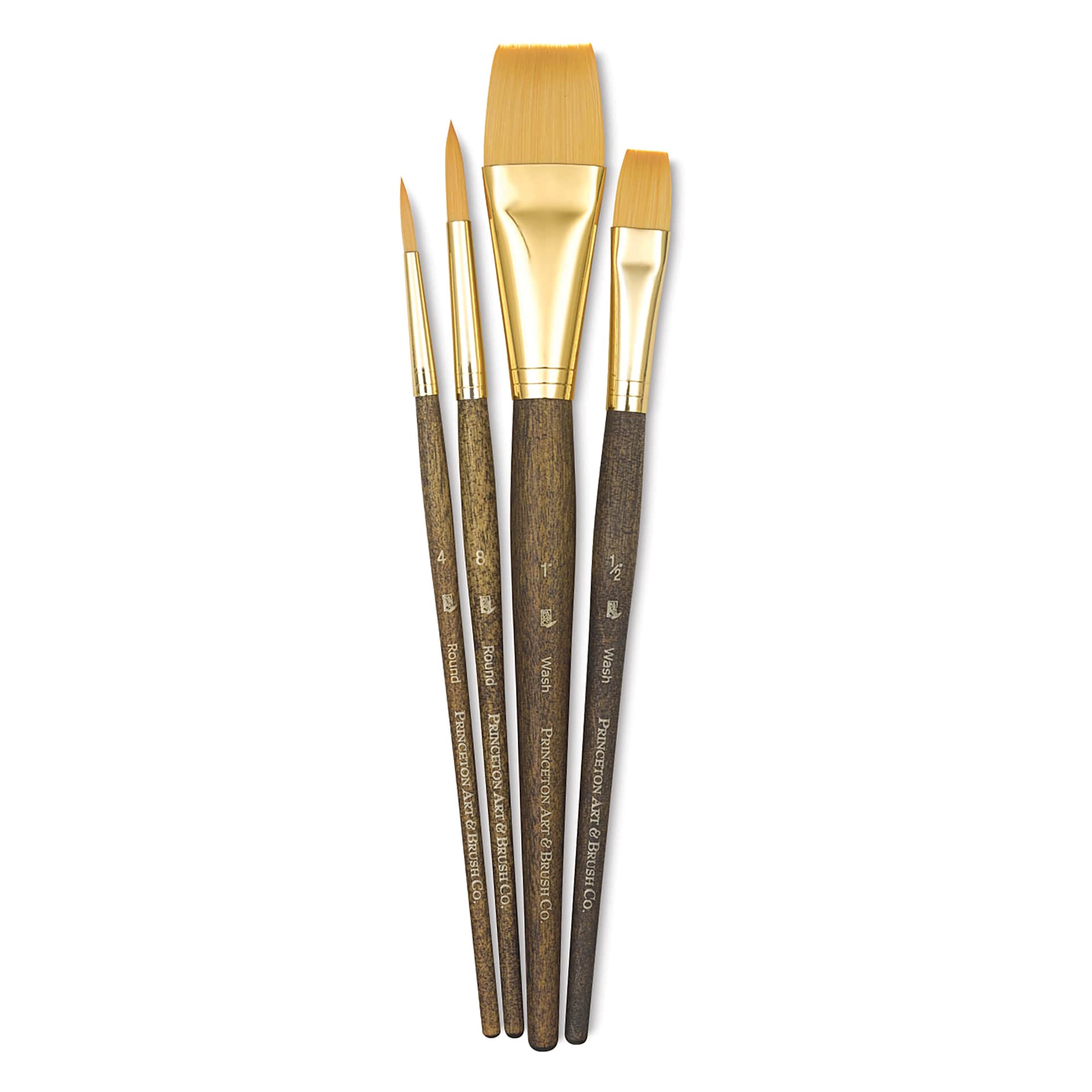 Princeton Real Value Brush Set - 9146, Golden Taklon, Short Handle, Set of 4