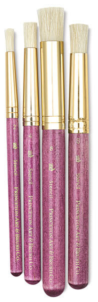 Princeton Real Value Stencil Brush Set of 4, short handle. Includes Stencil 2, 4, 6, and 8.