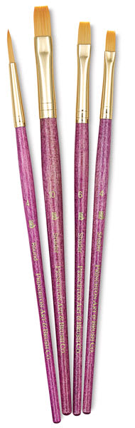 Princeton Real Value Brush Set of 4, short handle. Includes Round 4, and Shader 4, 6, and 10.
