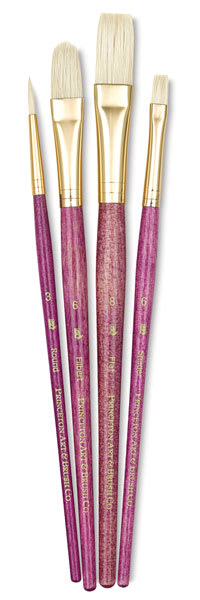 Princeton Real Value Brushes. Short handle set of 3. Includes Round 3, Shader 6, Filbert 6, and Flat 8.