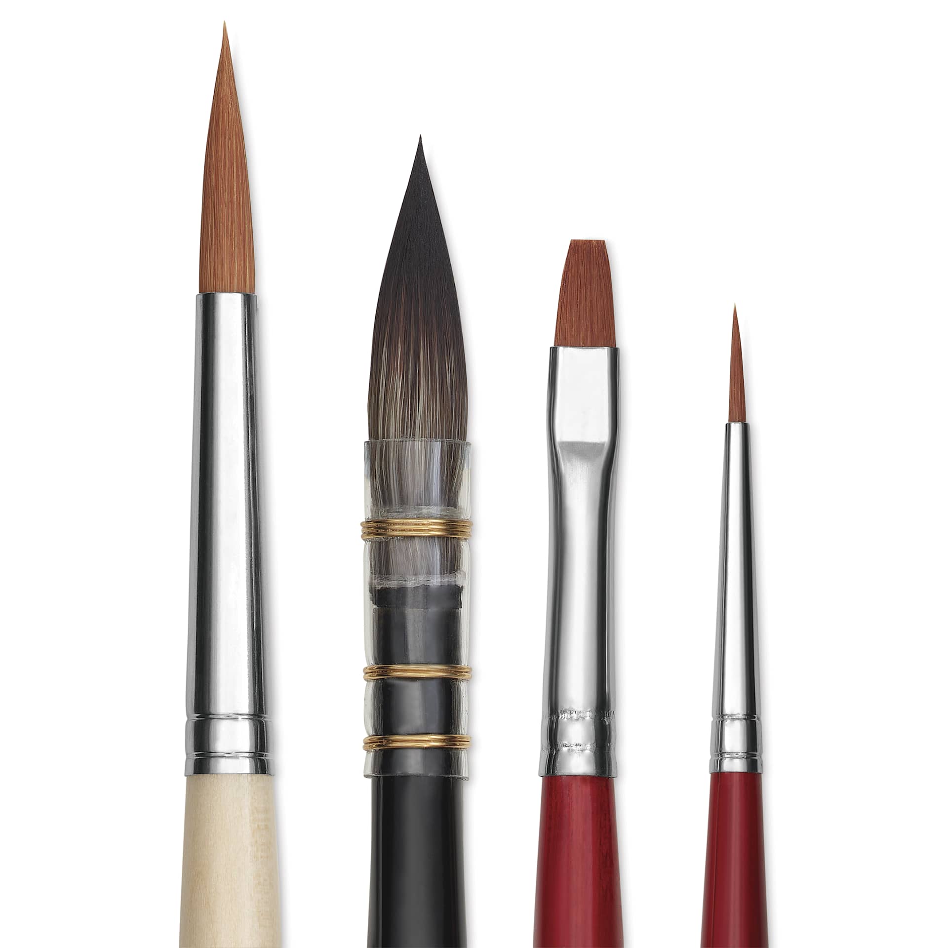 Da Vinci Urban Watercolor Brushes - Set of 4 - close-up of tips Da Vinci Urban Watercolor Brushes - Set of 4 - close-up of tips