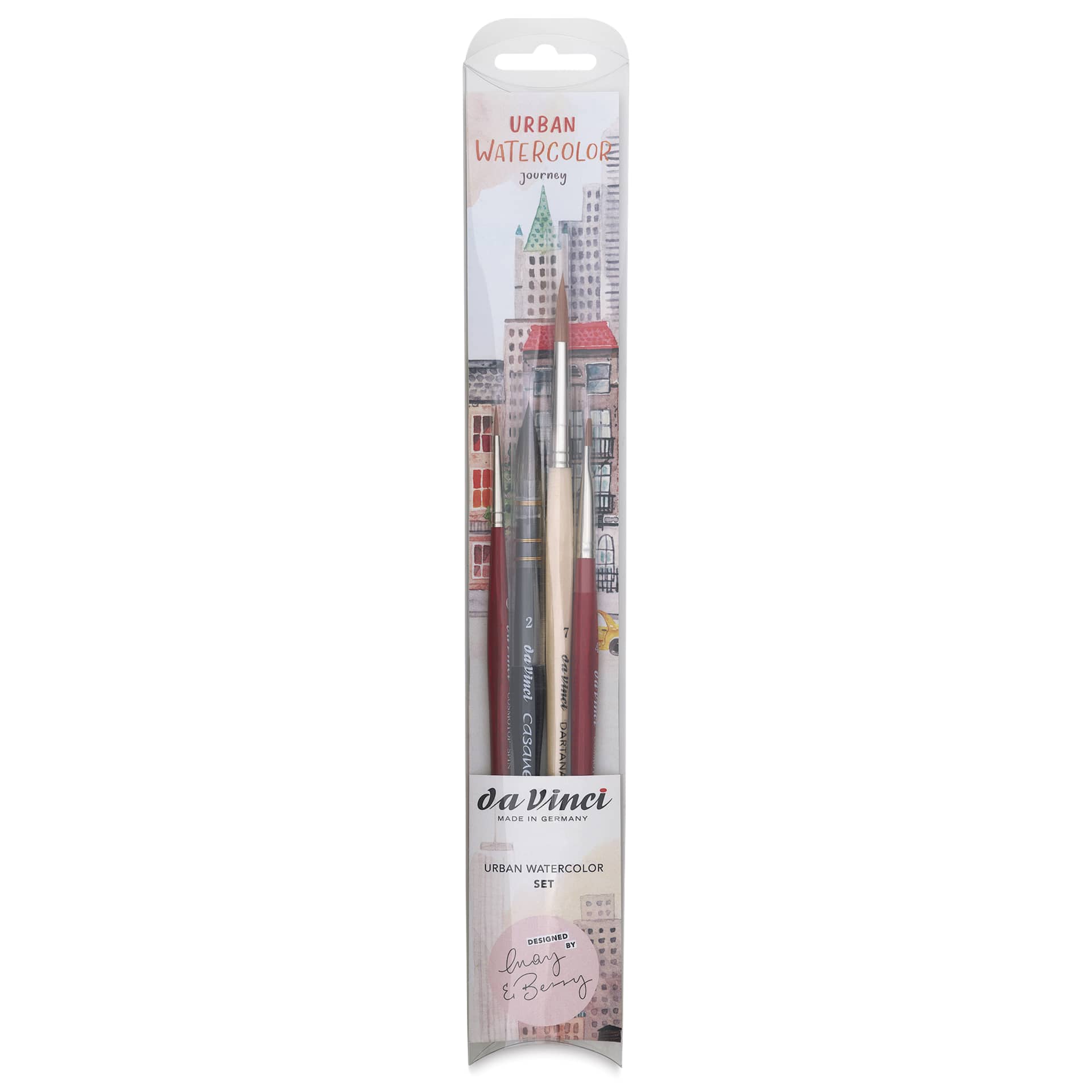 Da Vinci Urban Watercolor Brushes - Set of 4 - front of packaging Da Vinci Urban Watercolor Brushes - Set of 4 - front of packaging