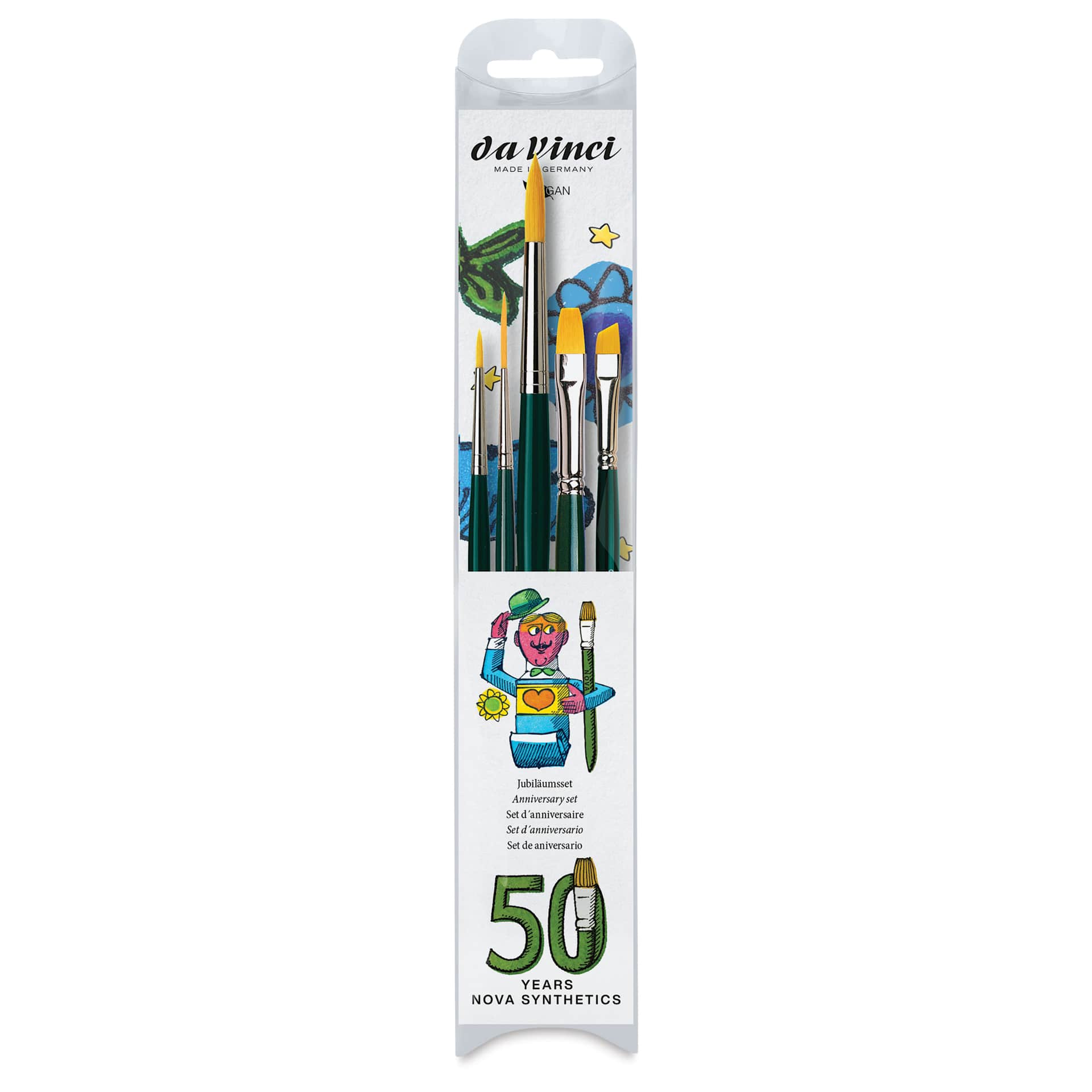 Da Vinci Nova Synthetic Brushes - 50th Anniversary Set, Short Handle, Set of 5, front of packaging