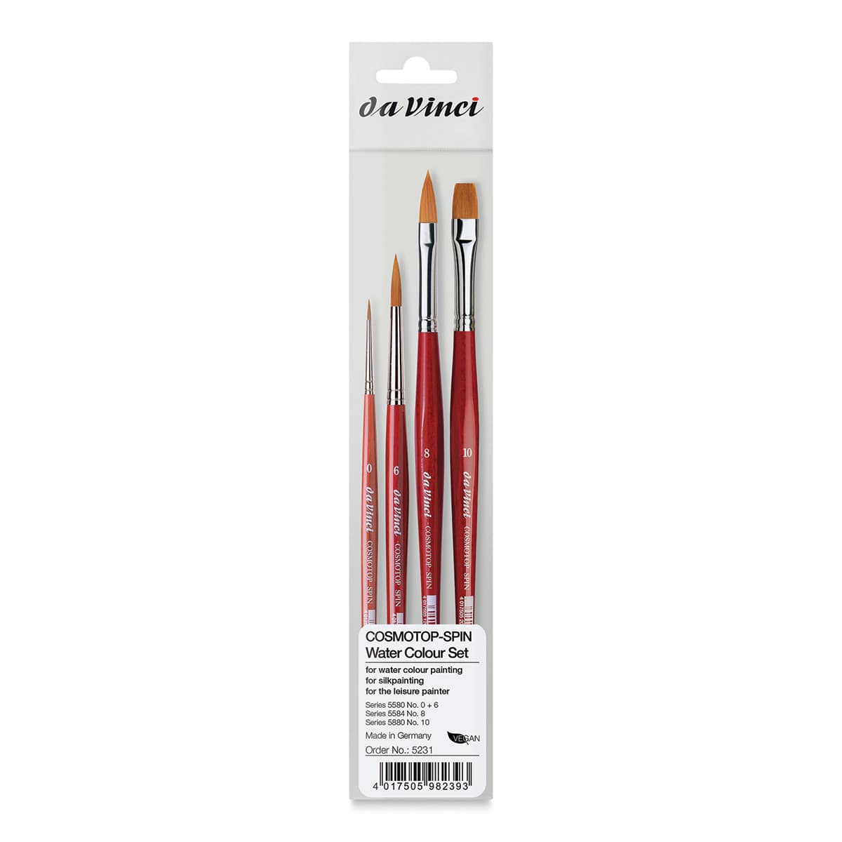 Da Vinci Artist Brush Set - Set of 4 CosmoTop Spin brushes shown in package