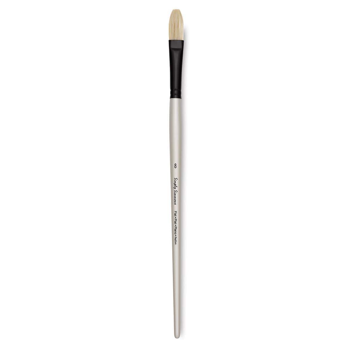 Robert Simmons Simply Simmons Chungking Hog Bristle Brush - Flat, Long Handle, Size 8