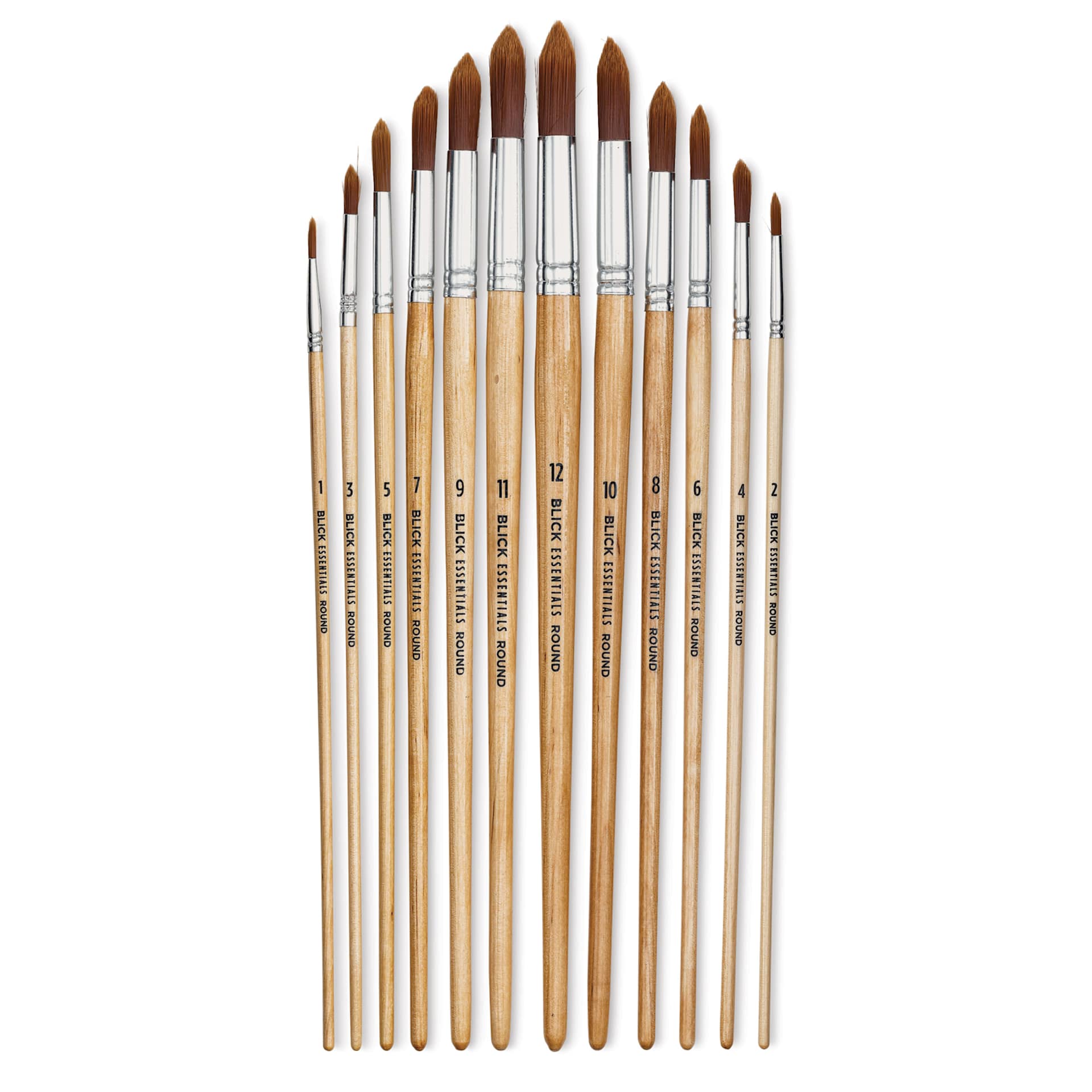 Blick Essentials Value Brush Set - Round Brushes, Brown Nylon, Set of 12