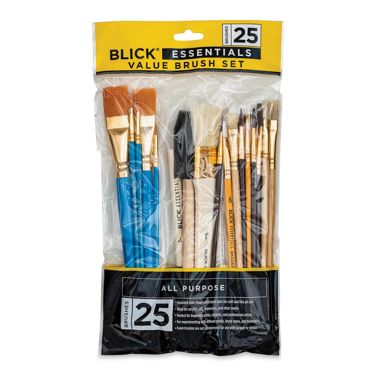 Blick Essentials Value Brush Set - Craft Brushes, Set of 25