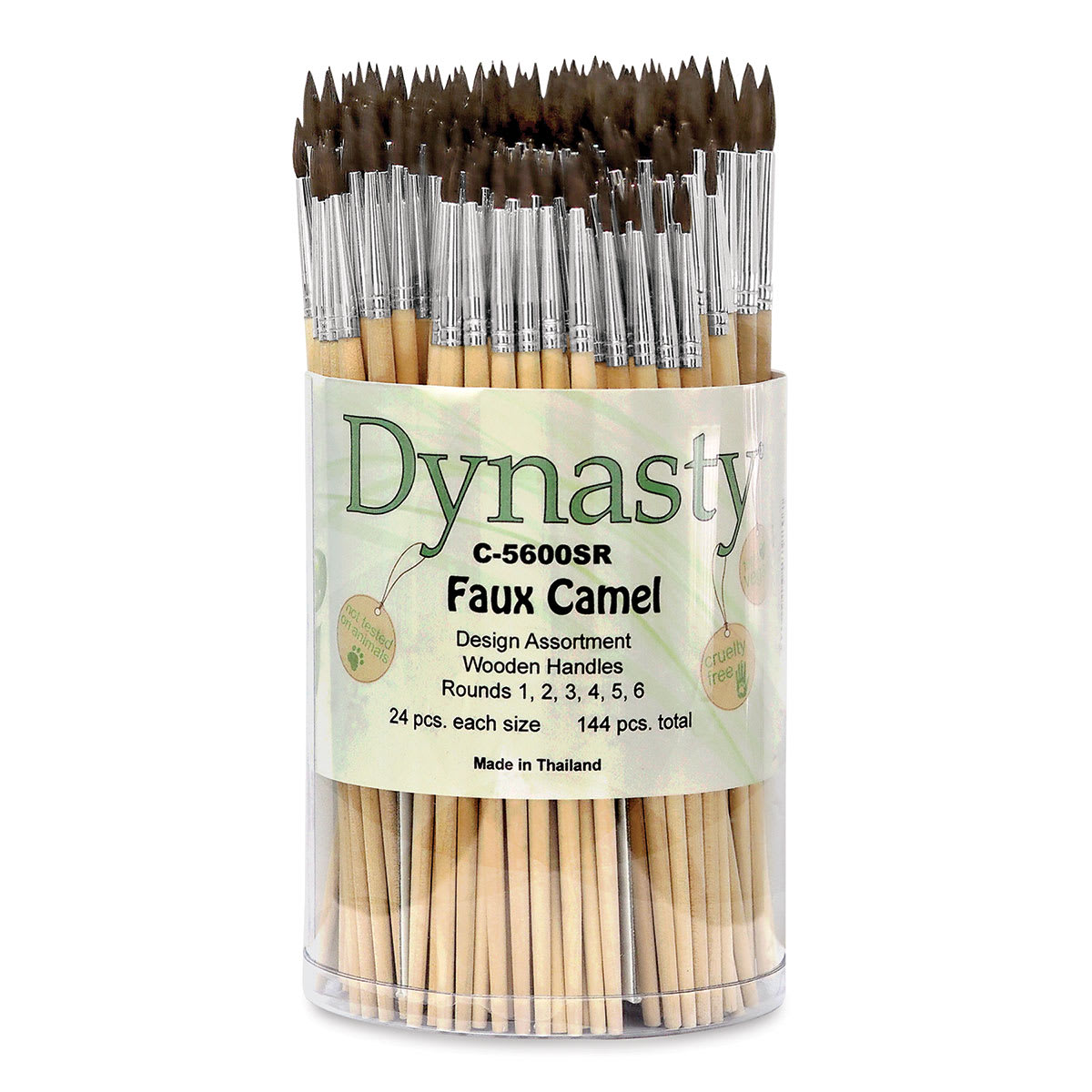 Dynasty Faux Camel Watercolor Canister - Front view of 144 pc Round Brush canister