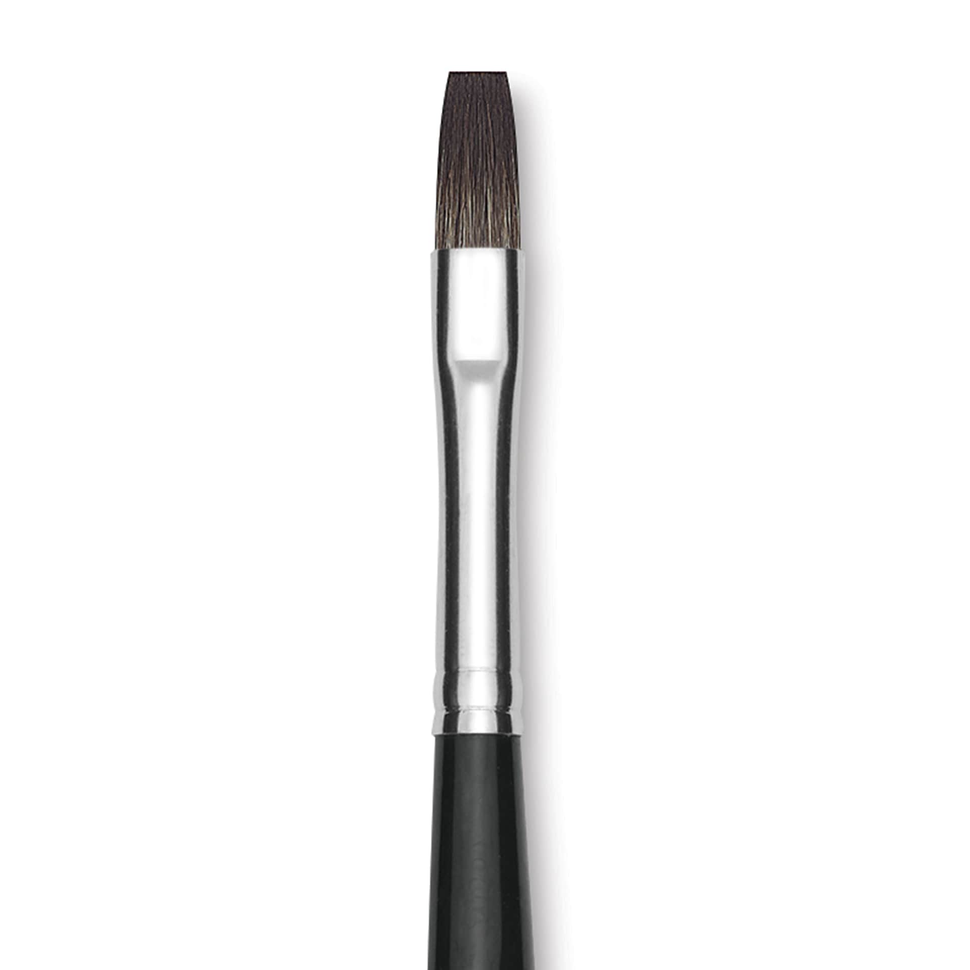 Da Vinci Casaneo Synthetic Squirrel Watercolor Brush - Flat, Size 6, Short Handle, Synthetic, close up