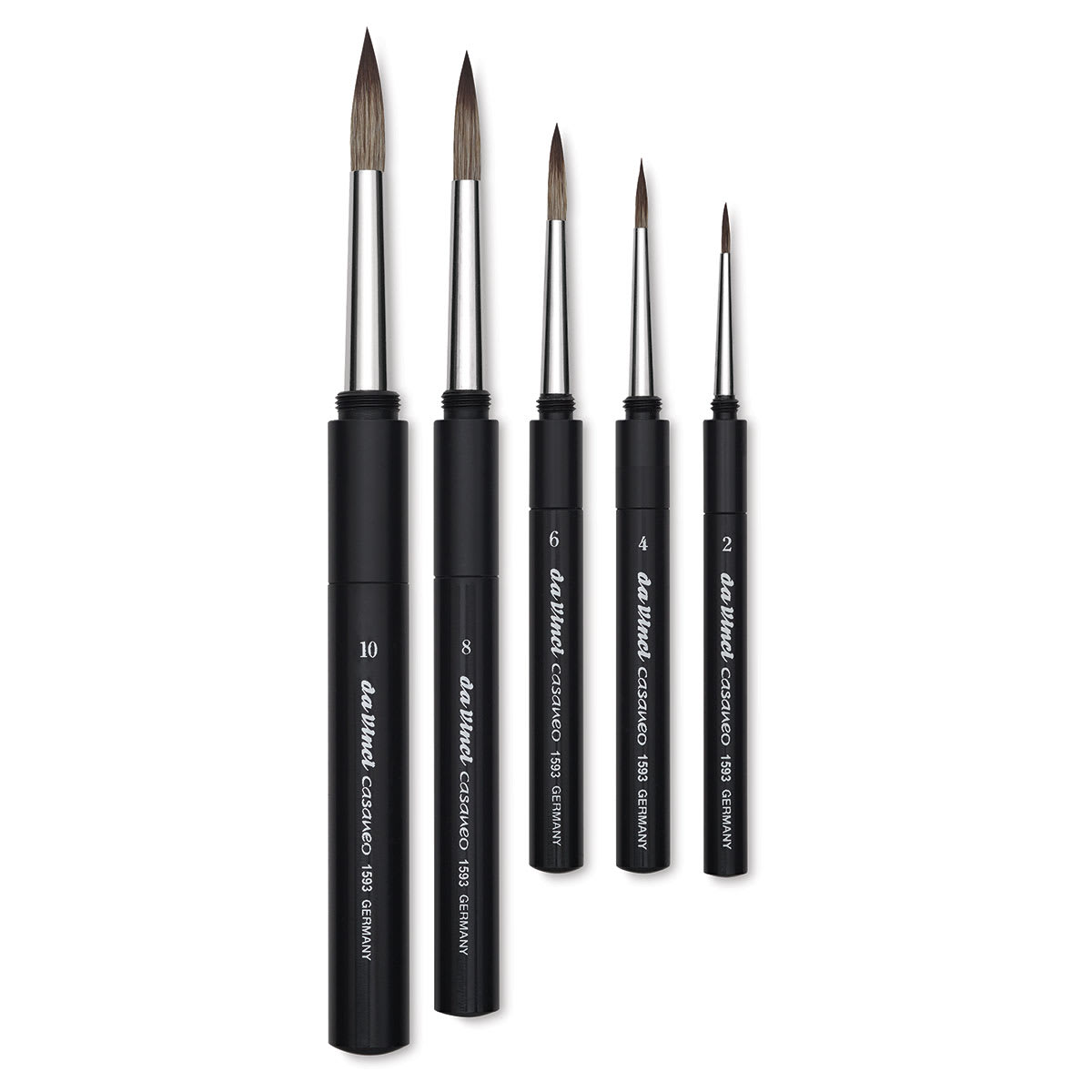 Da Vinci Casaneo Synthetic Squirrel Watercolor Brushes - Assorted sizes of Travel Rounds upright