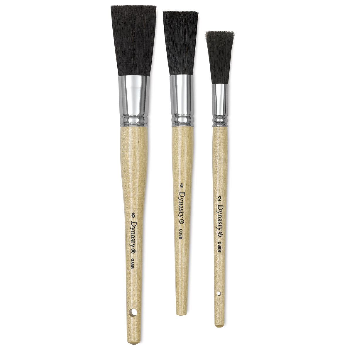 Dynasty Red-Letter Encaustic Brushes - Three Oval Sash Brushes upright